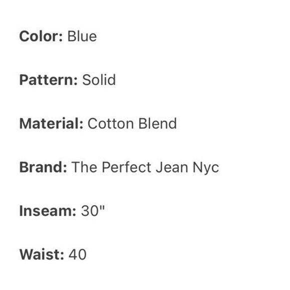 NWT The Perfect Jean Men’s Blue NWT 40 X 30 - Picture 3 of 3